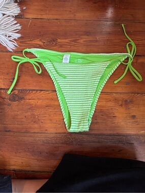 aerie Neon Lime Smocked Tie-Side Bikini Bottom